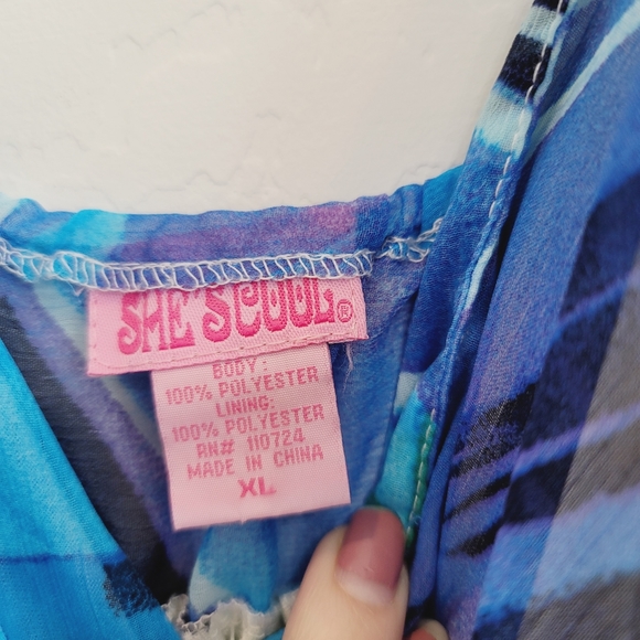 💕 She's Cool Blue Empire Waist Floral Maxi Dress XL - Picture 6 of 15